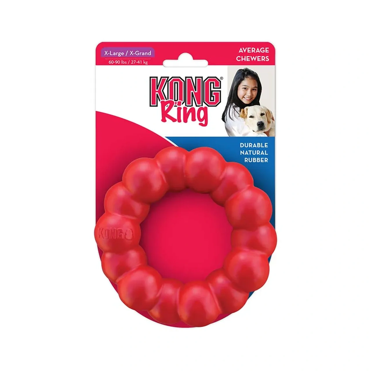 KONG Ring XL Ø13 x 3 cm - robust rødt tyggelegetøj